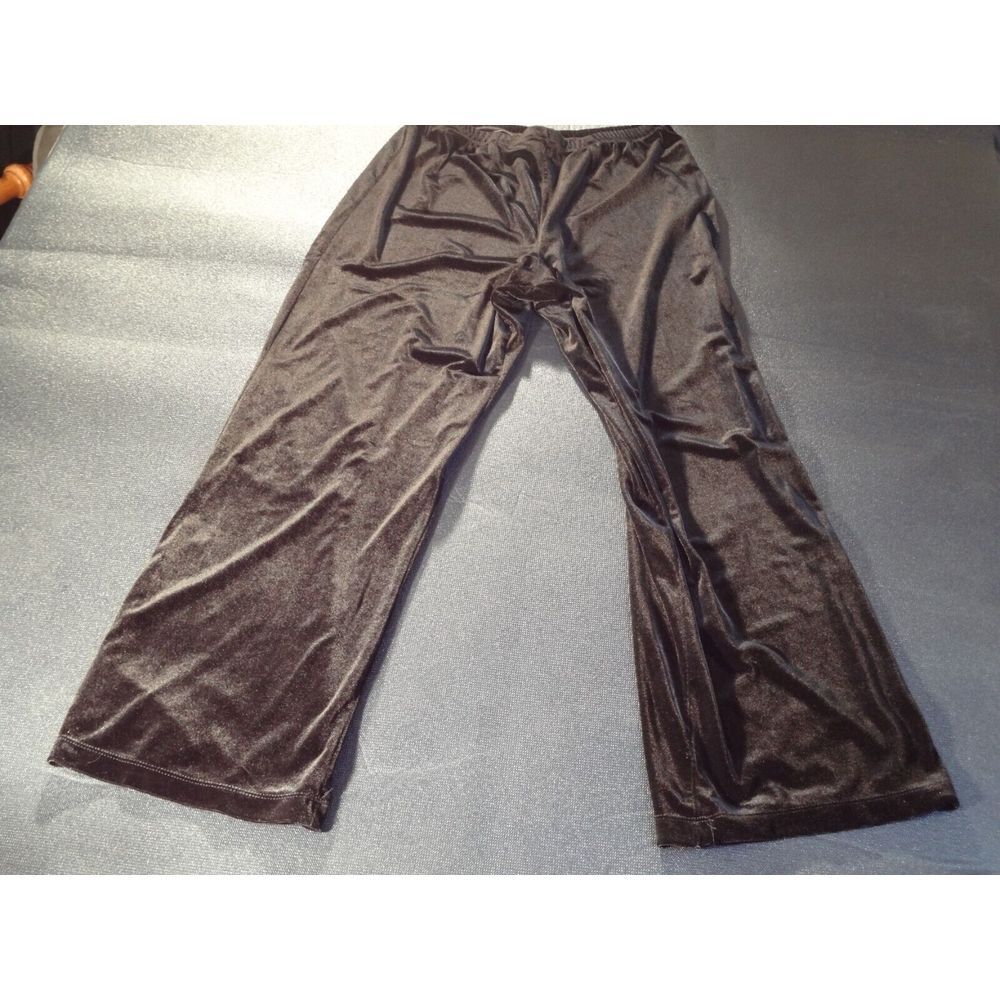 White Stag Ladies Women W26-L30 Black Velvet Pants Elastic Waist Pull On Pant